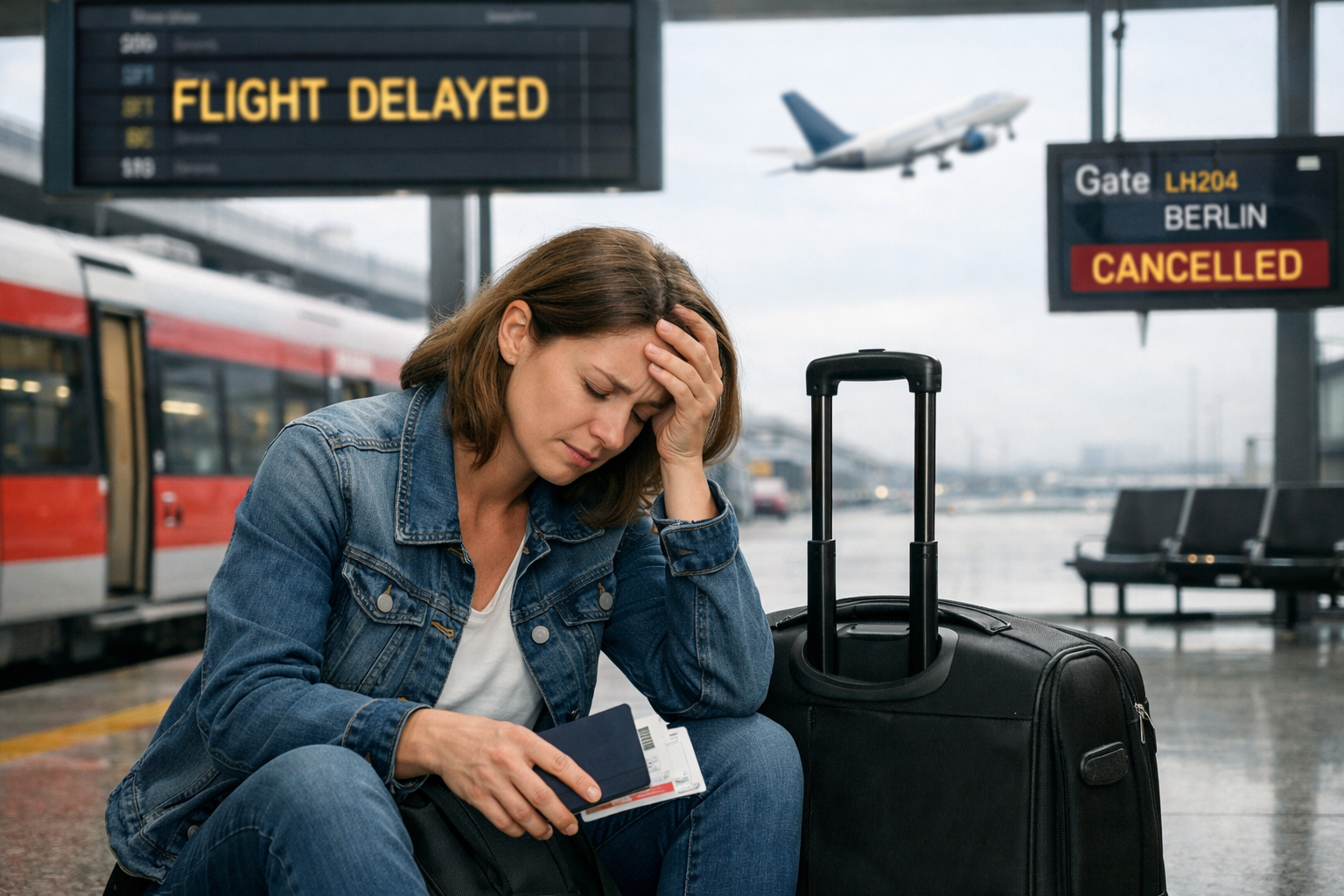 photographic Flug verpasst duch Versptung eines Verkehrsmittels Gre soll wie bei der Reisercktrittversicherung sein