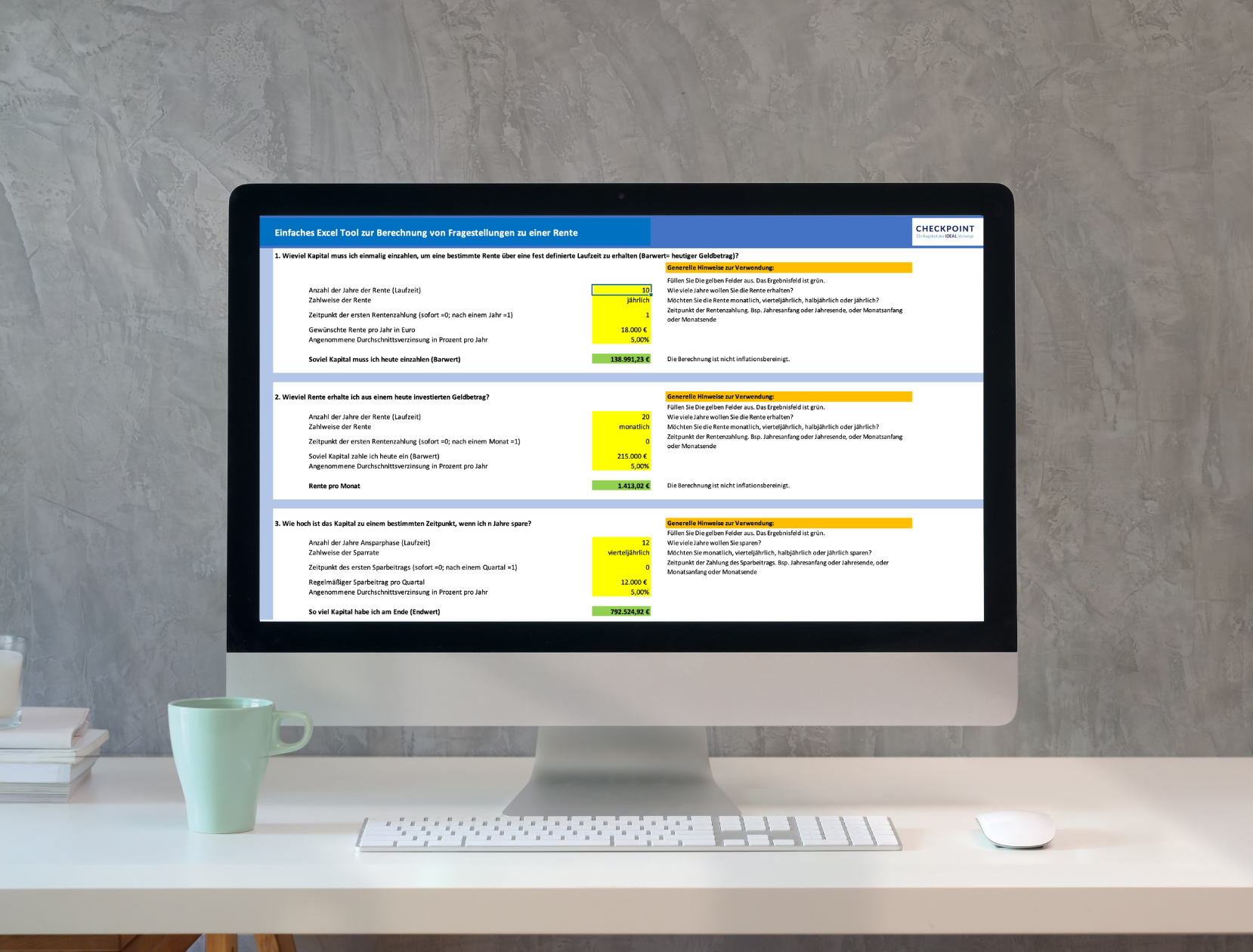 Rentenrechnervorlage
